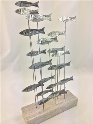 Vertical Tin School of Fish Wall Art