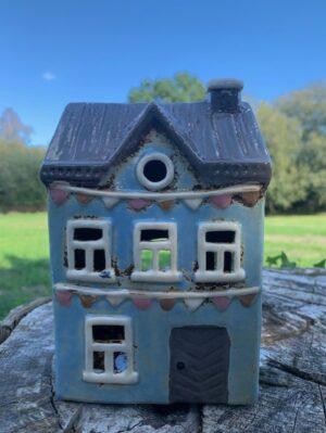 nautical ceramic seaside house with tea light