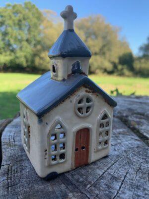 ceramic tealight church beautifully designed and excellent for home or nautical decor