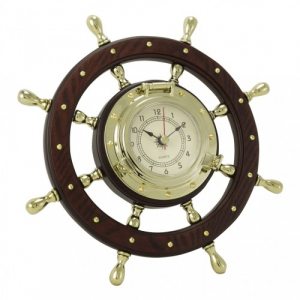 Ships Wheel Clock in Brass