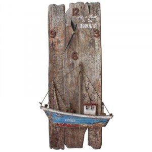 Rustic Nautical Clock with Boat Decor