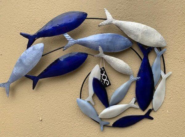 Metal Shoal of Fish in Blues
