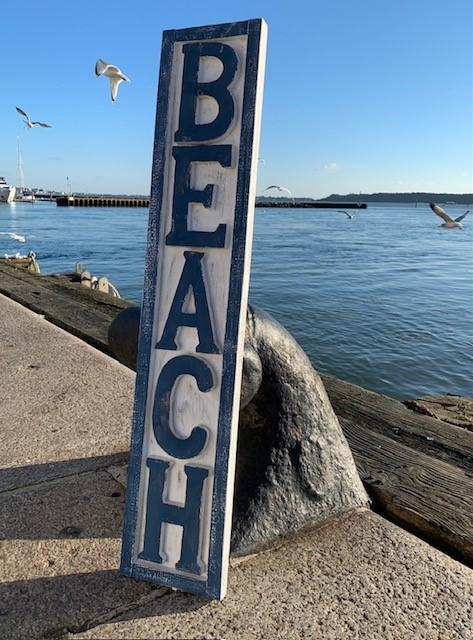 Wooden BEACH hanging sign