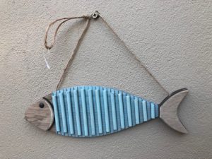 Wooden Hanging Turquoise Fish