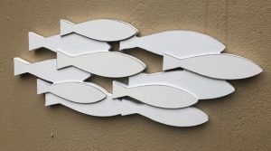 White Shoaling Fish Wall Art