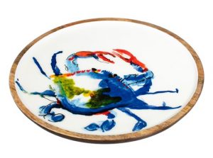 Blue Decal Crab Tray - Nautical Tableware