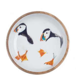 Puffin Wooden Shallow Bowl - Nautical Tableware