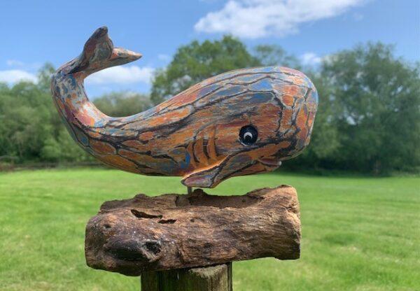 Pastel Whale on Driftwood