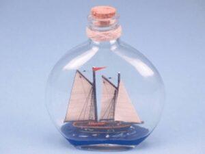 Sail Ship in Round Upright Bottle