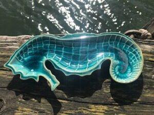 Turquoise Seahorse Ceramic Plate