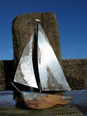 Wall Yacht in Tin and Wood